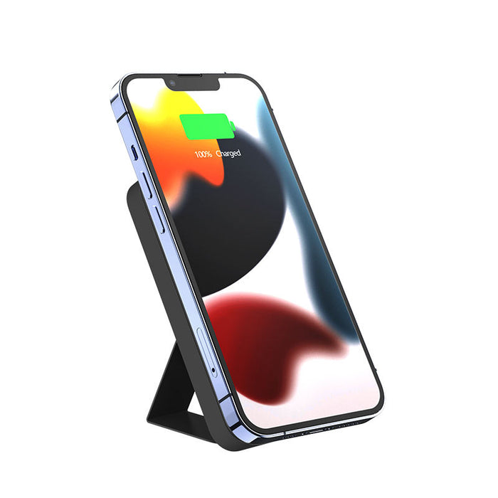 Ultra Slim Magnetic Type-C Charger: white, black wireless charging stand with smartphone, minimal style