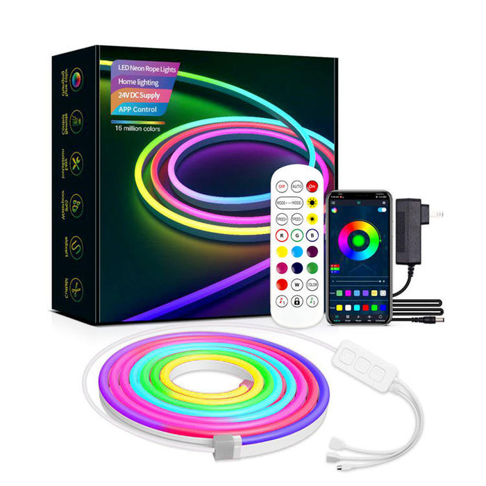 Vibrant LED Neon Rope Light: multicolor, pink LED neon rope lights kit, modern colorful RGB lighting style