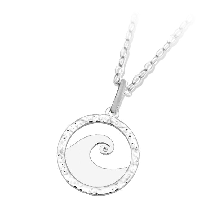 Waves of Strength Sterling Silver Charm Necklace
