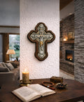 Wooden Holy Cross – Silver & Gold Byzantine Crucifix for Blessing and Devotion