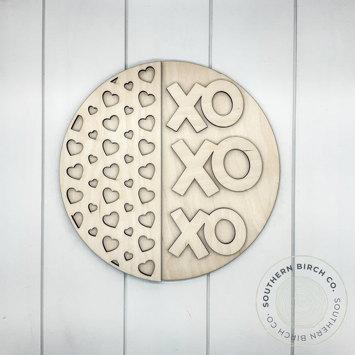XO XO XO 3D Round Blank (Hearts)
